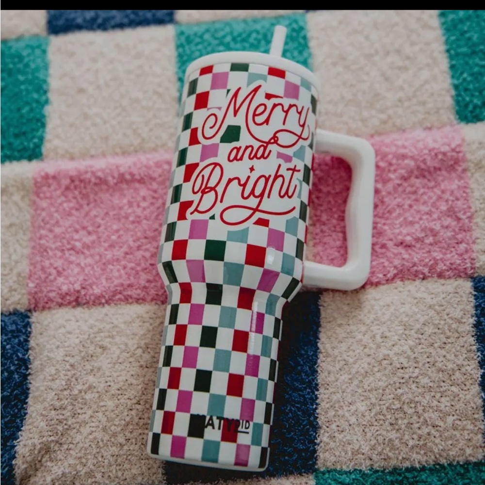 Katydid Merry and Bright Checkered Tumbler